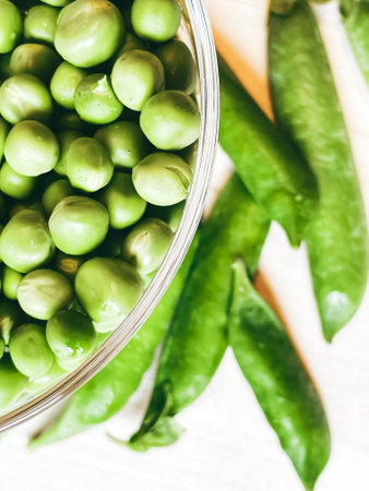 Harvest organic vegetables green peas.の写真素材