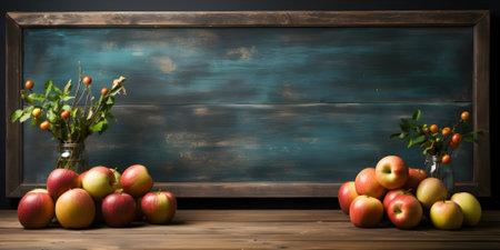 Chalkboard. Holidays in the field of education - Knowledge Day and Teacher's Day. The concept of learning, gaining knowledge, returning to the learning process with gratitude to the Teachers. Items used during training.の素材