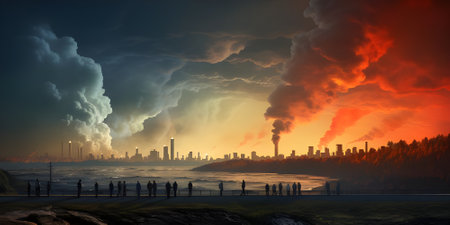 Pollution of the environment concept. global warming. 3D renderingの素材