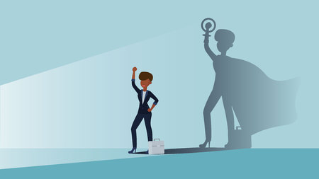 A concept for Empowering afro women. Business woman flat vector illustration. Emancipation, feminism.のイラスト素材