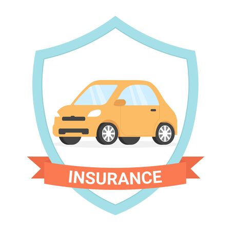 Insurance car icon design. Flat vector illustration isolated on white background.のイラスト素材