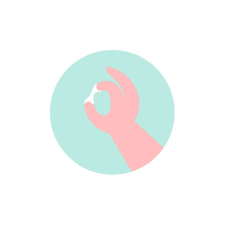 Vaginal discharge icon. Woman examines discharge. Flat vector illustration.のイラスト素材