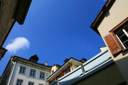 Blue sky from old city town
