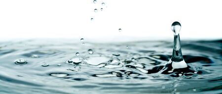 Drops of clear blue water