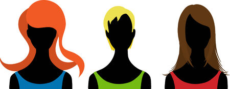 Three  silhouettes of woman. Vector illustrationのイラスト素材