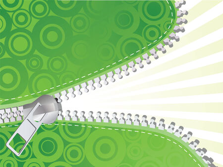 Green detailed zipper. Vector illustrationのイラスト素材