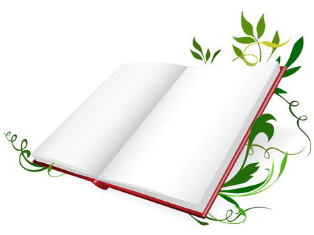 Opened diary on floral backgraund. Vector illustrationのイラスト素材