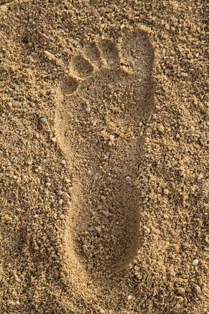 Footprint in the sand close-up