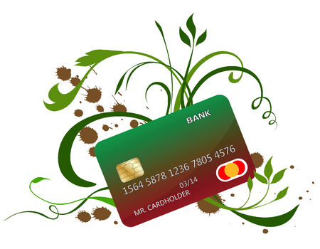 Credit card on floral background. Vector illustrationのイラスト素材