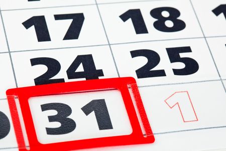 Close up of calendar with date of 31の写真素材