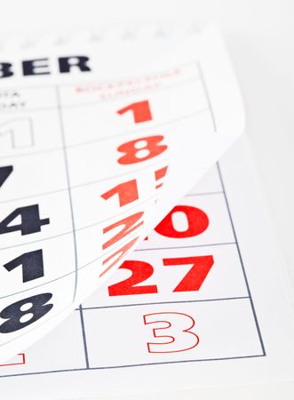 Close up of calendar with wrapped pageの写真素材