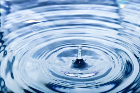 Drops of clear blue waterの写真素材