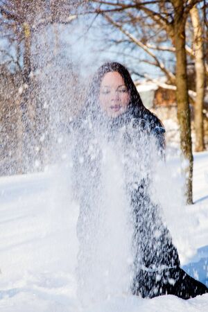 Young woman in winter parkの写真素材