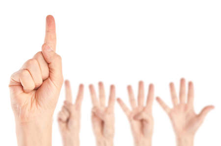 Collection of hands. Isolated on the white backgroundの写真素材