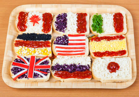Sandwiches with flags of different countries