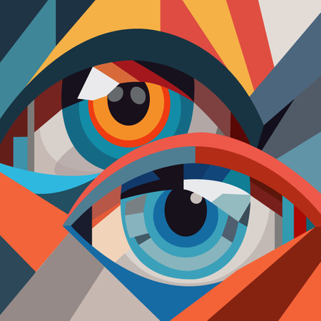 eye in abstract art style, cubic style for poster, banner or background, vector illustrationのイラスト素材