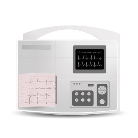 Electrocardiographic patient monitoring - medical device isolated on whiteのイラスト素材