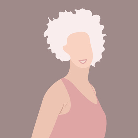 silhouette h of a woman with curly blond hair. Confident young woman with fair skin portrait. vector...
