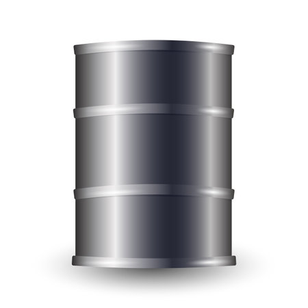 3D illustration of Black Metal oil barrels, industrial concept.のイラスト素材