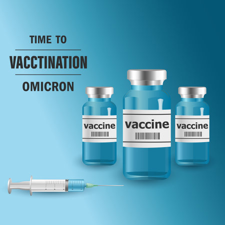 coronavirus vaccine. covid-19 coronavirus vaccination with realistic 3d vaccine bottleの写真素材