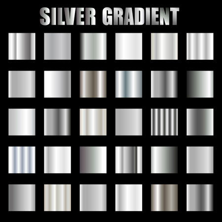 Metallic texture silver gradient set Vectorのイラスト素材