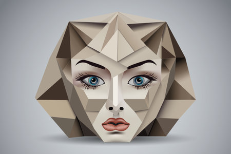 Human face in an abstract style cubic portrait drawing for graphics poster bannerのイラスト素材