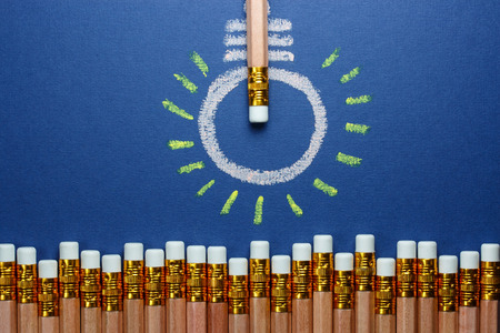 light is made of pecils on blue paper
