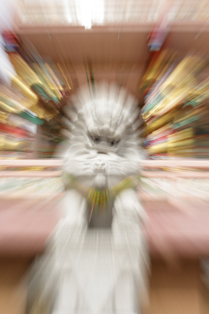 motion blur of chinese lion statueの写真素材