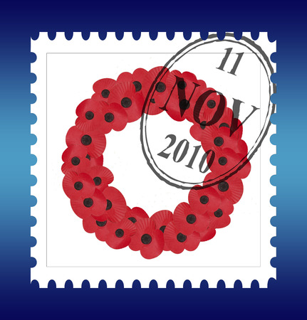 remembrance stamp with date and plain wreathのイラスト素材