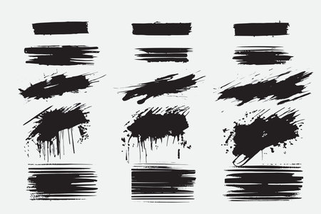 Set of black grunge brush strokes. Vector illustration. Grunge textures.のイラスト素材