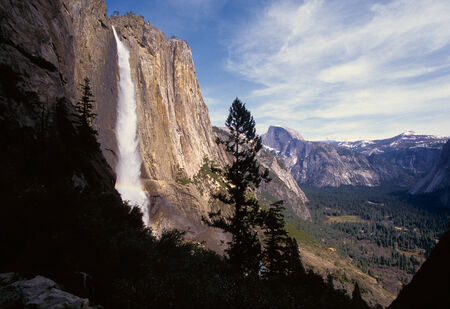 Yosemite National Park Waterfalls and Half Domeの写真素材