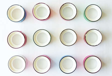 Circle shape on a table round shape white