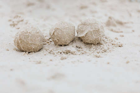 three sand ball white colored looking perfectの写真素材
