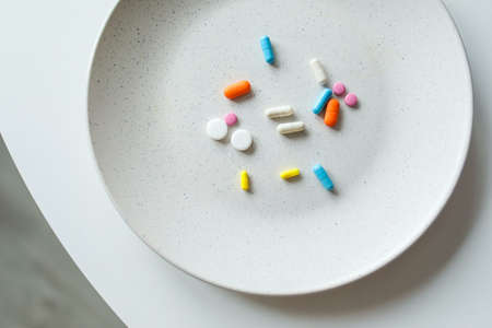 colored capsule medicine medical health care purposeの写真素材