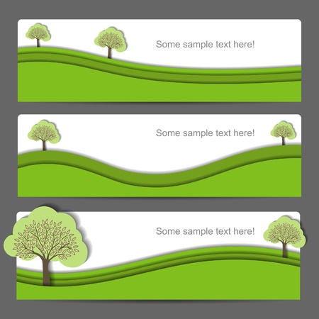 Modern creative  nature banner set with treeのイラスト素材