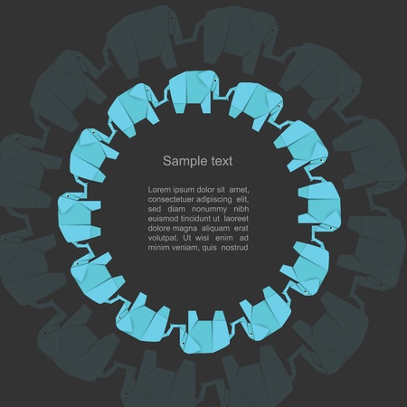 Blue origami elephant creative banner backgroundのイラスト素材