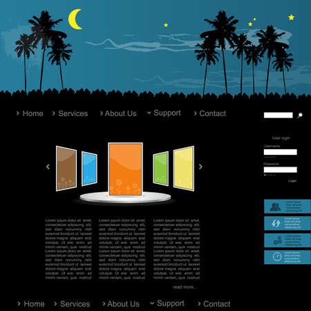 Night creative nature website with tree and moon and starのイラスト素材