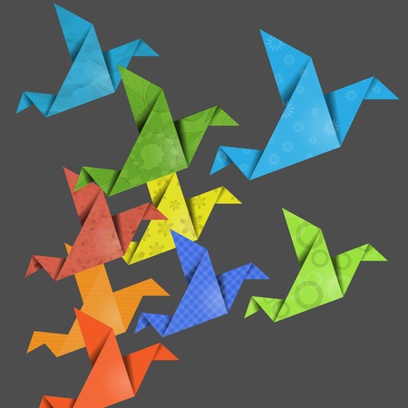Colorful creative origami birdsのイラスト素材
