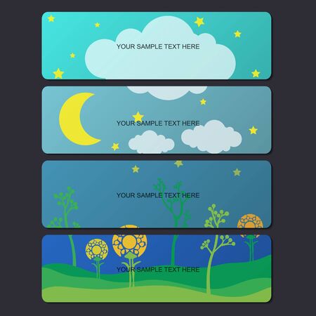 Night in the forest with moon and flowerのイラスト素材