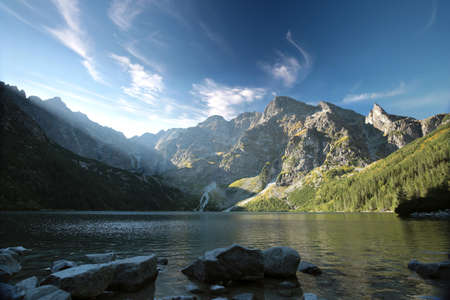 View of the Carpathian Mountains in the morning, September, Polandの写真素材