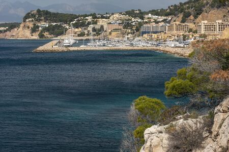 Between Altea and Calpe the Mascarat area is the Nautical Club Campomanes with its turquoise water beaches,Altea,Costa Blanca,Alicante province,Spainのeditorial素材