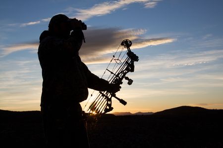 Bowhunter Glassing in Sunriseの写真素材