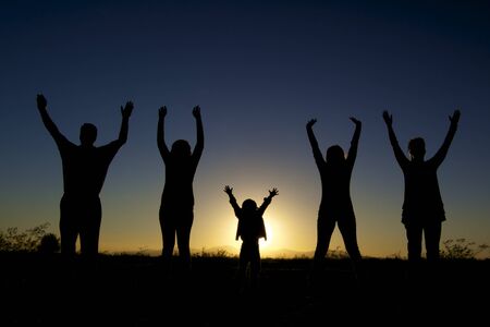 happy Family Silhouetteの写真素材