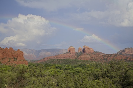Rainbow over Cathedral Rockの写真素材
