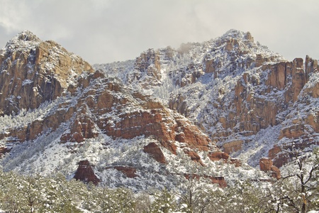 Winter in The Sedona Red Rocksの写真素材