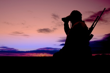 Hunter in Sunsetの写真素材