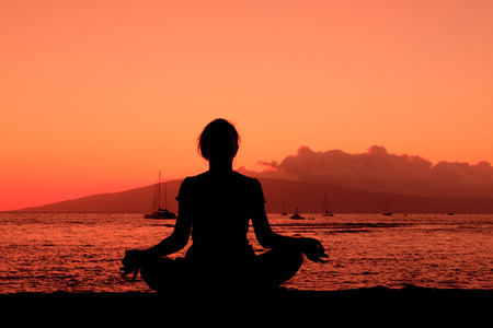 Beach Sunset Yoga Meditationの写真素材