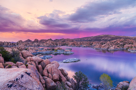 Watson Lake Prescott Arizona Sunsetの写真素材