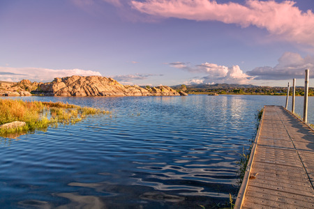Willow Lake Sunset in Prescott, Arizonaの写真素材