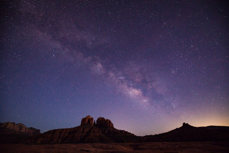 Milky Way Over Cathedral Rock Sedona AZの写真素材